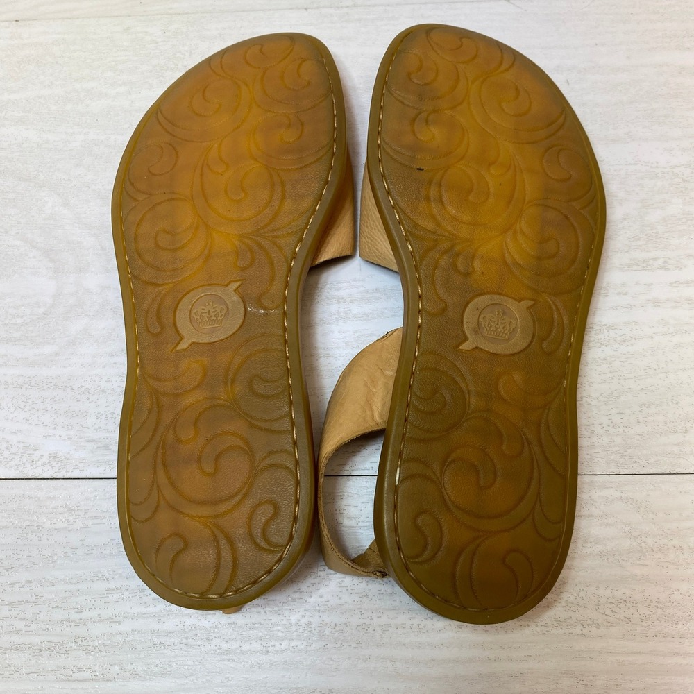 Born Womens Size 6 M Inlet Slingback Sandals Flat Open Toe Tan Leather - Picture 6 of 8